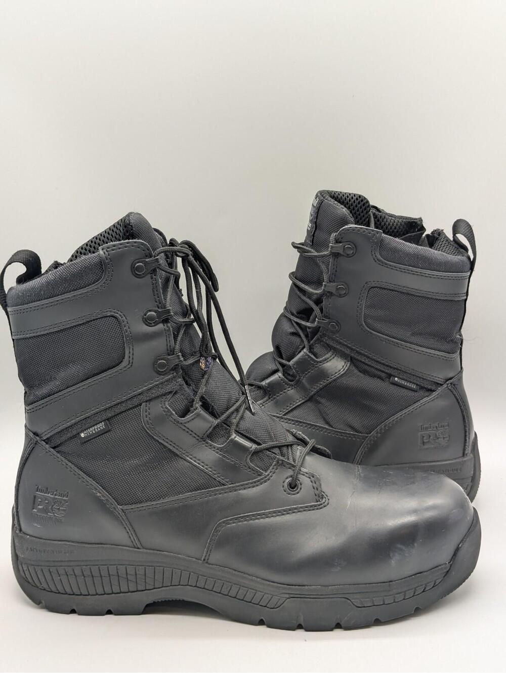 Mens Size 11 Wide Timberland PRO 379 Waterproof Leather Boots Zip Anti Fatigue